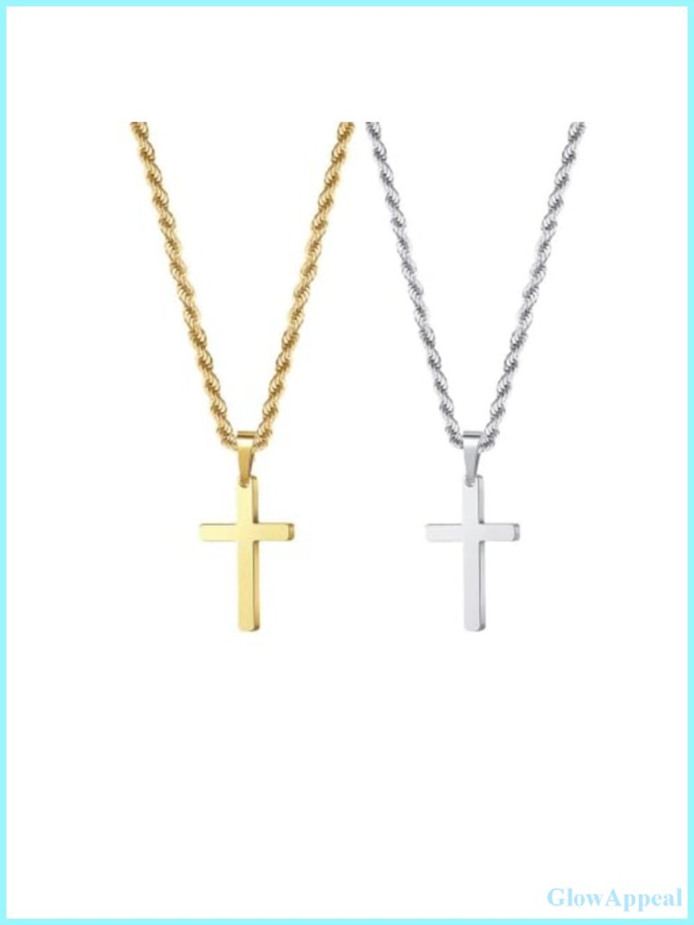 2PCS Cross Necklaces Set Stainless Steel Men Women Couple Valentines Day Gift